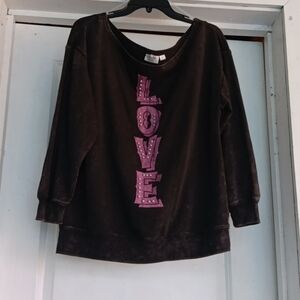 NWOT  Grey and pink LOVE long sleeve tee